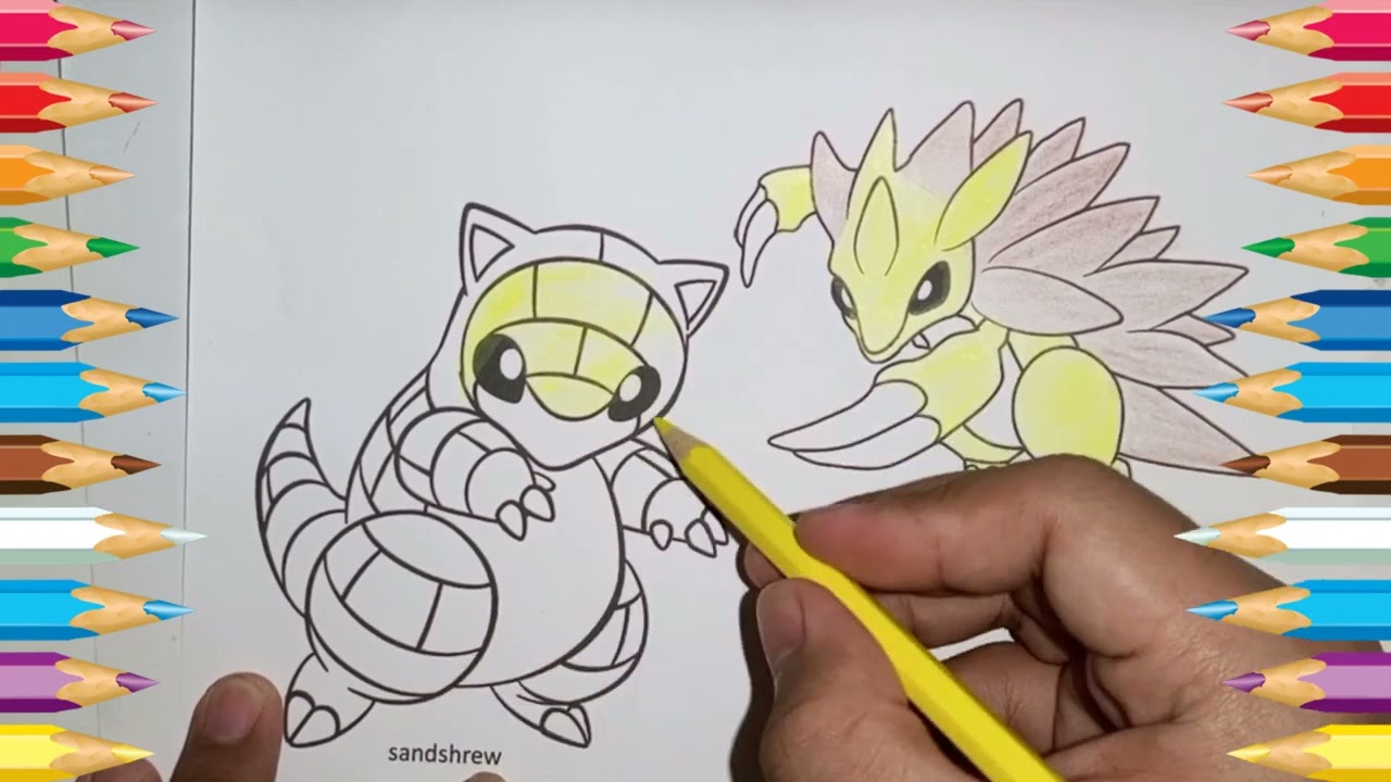 Coloring pokeon sandshrew sandslash pokeon coloring videos coloring pages for kids