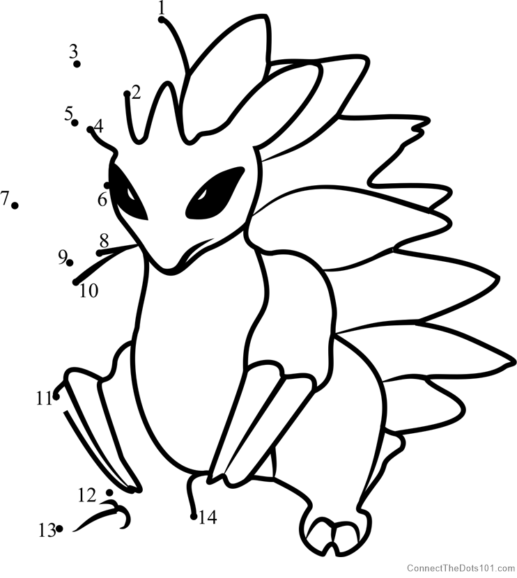 Sandslash pokemon go dot to dot printable worksheet
