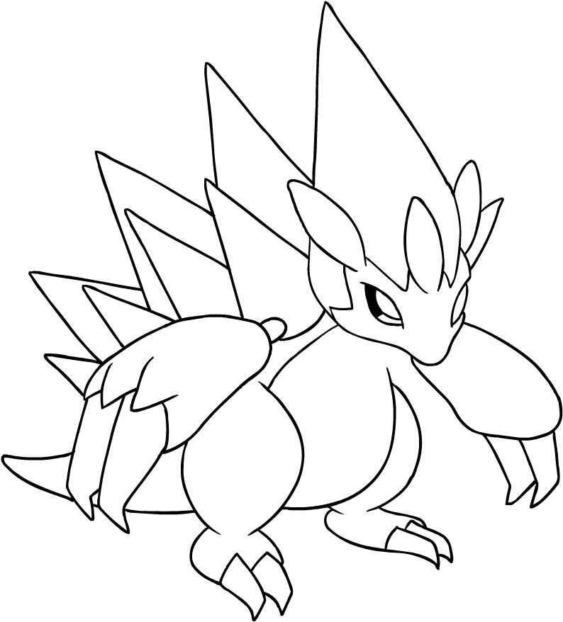 Drawing alolan sandslash of the pokãmon sun and moon coloring page
