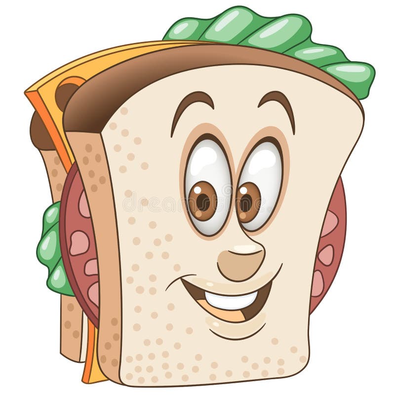 Cartoon cheesy and salami sandwich stock vector