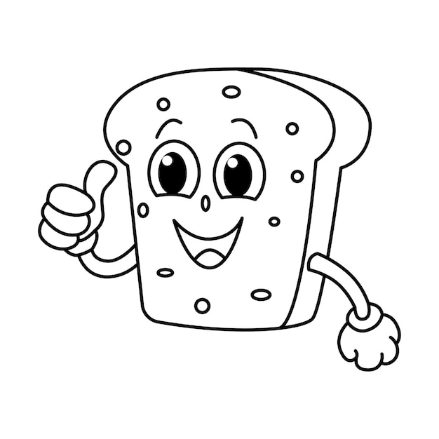 Premium vector bread cartoon character for coloring page