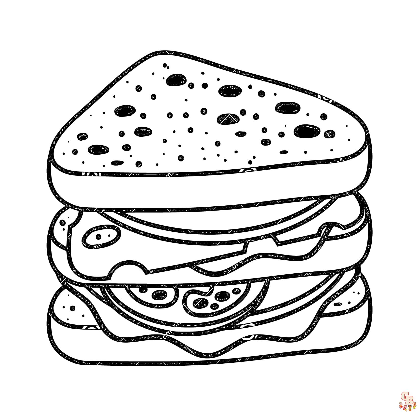 Printable sandwich coloring pages free for kids and adults