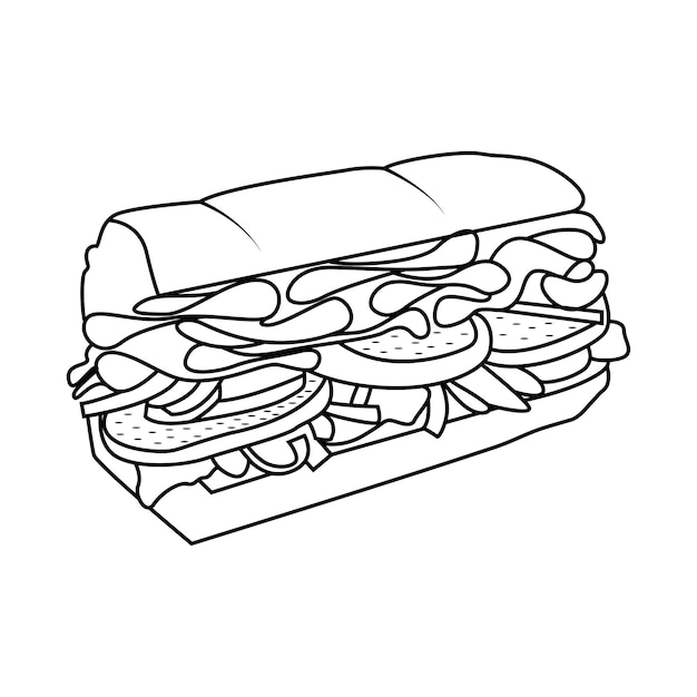 Premium vector sub sandwich coloring pages