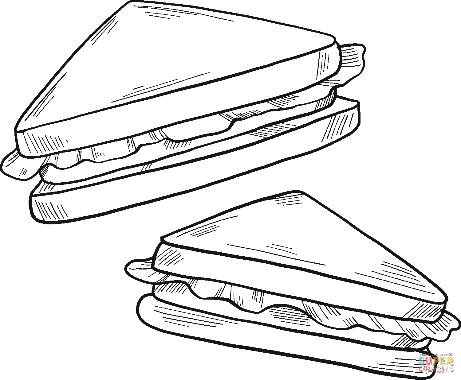 Breakfast sandwiches coloring page free printable coloring pages