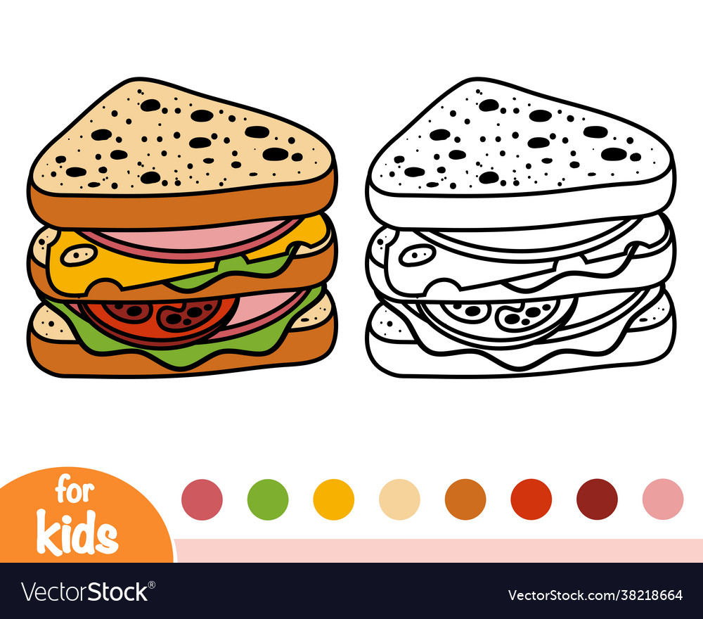 Coloring book sandwich royalty free vector image