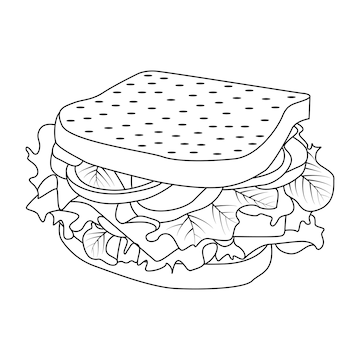 Premium vector sandwich coloring pages