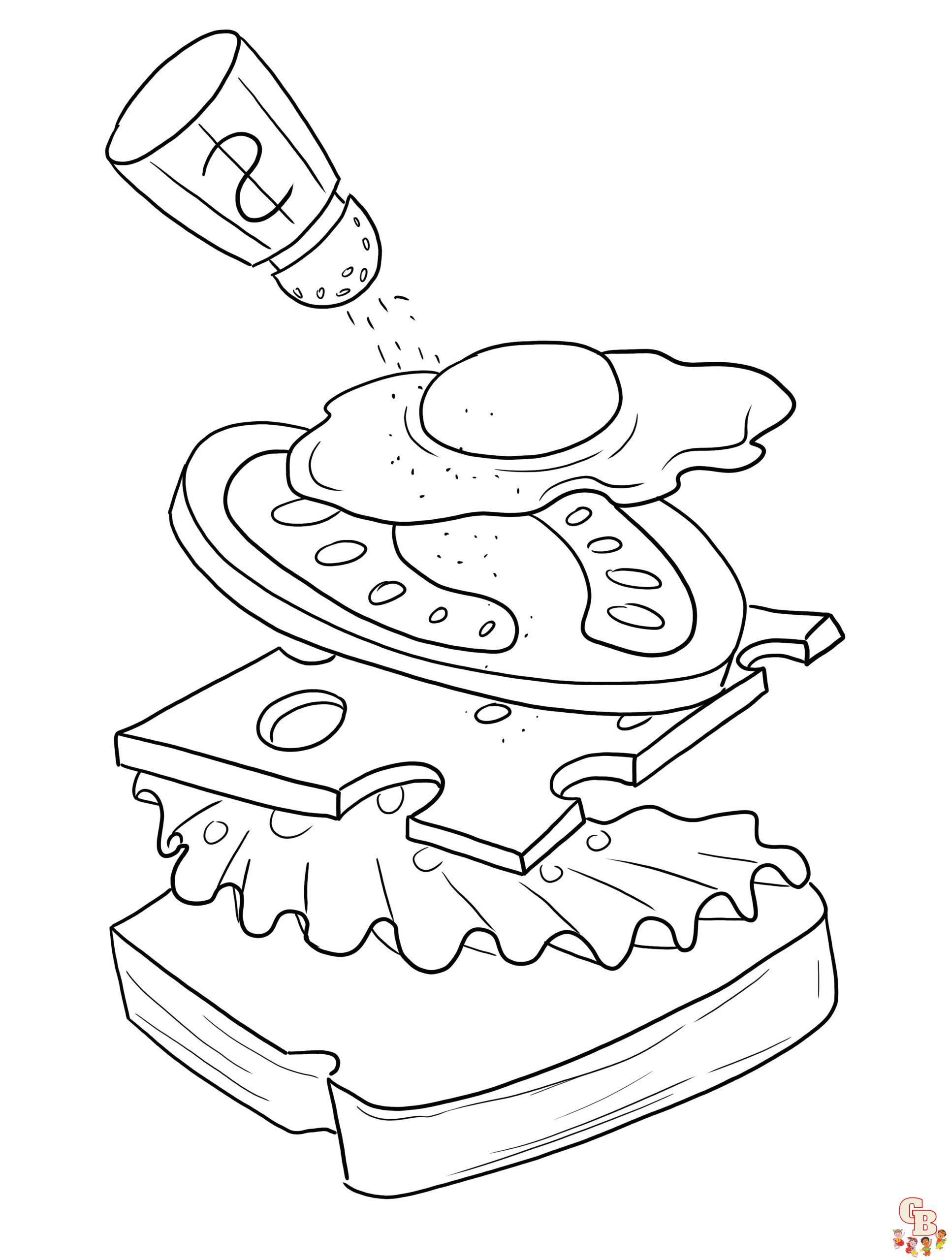 Printable sandwich coloring pages free for kids and adults