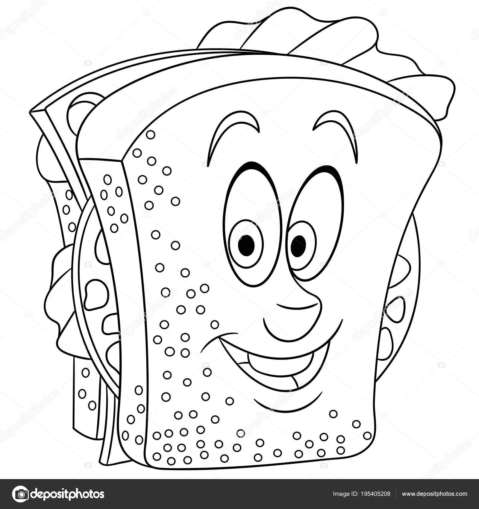 Coloring book coloring page colouring picture sandwich stock vector by sybirko
