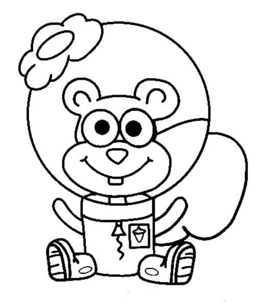 Baby sandy cheeks sitting coloring page