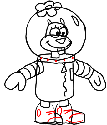 Step by step lesson how to draw sandy cheeks from spongebob squarepants