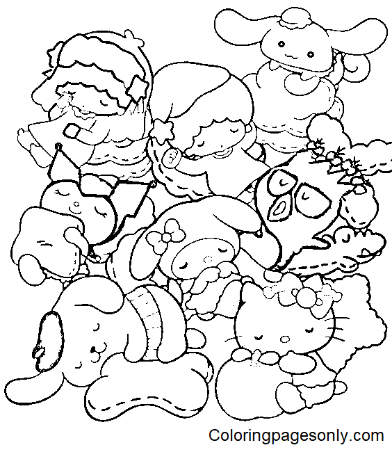 Sanrio characters coloring pages printable for free download