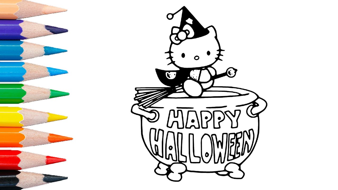 Halloween hello kitty coloring page ãããããããã ããã kiti howaito coloring page