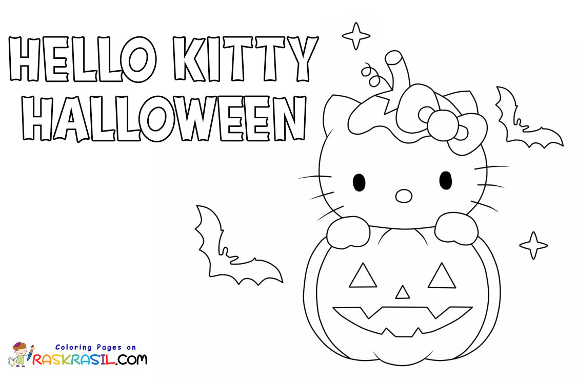 Hello kitty halloween coloring pages