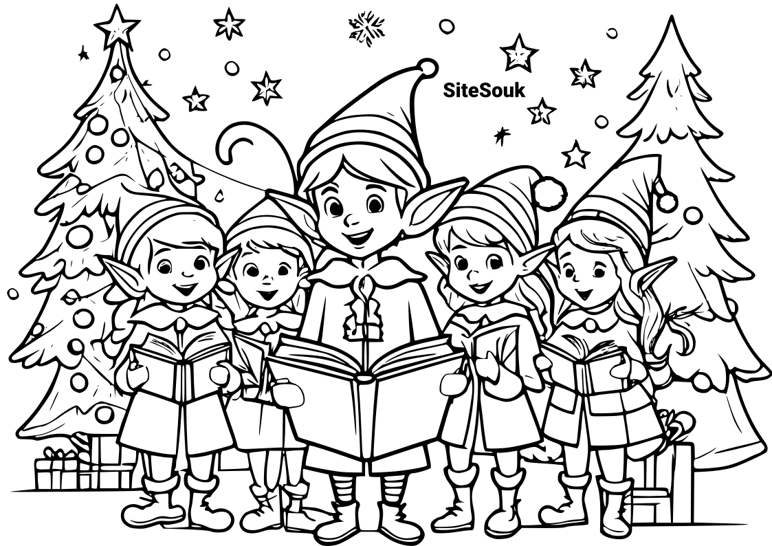 Free download of christmas elf coloring pages for kids