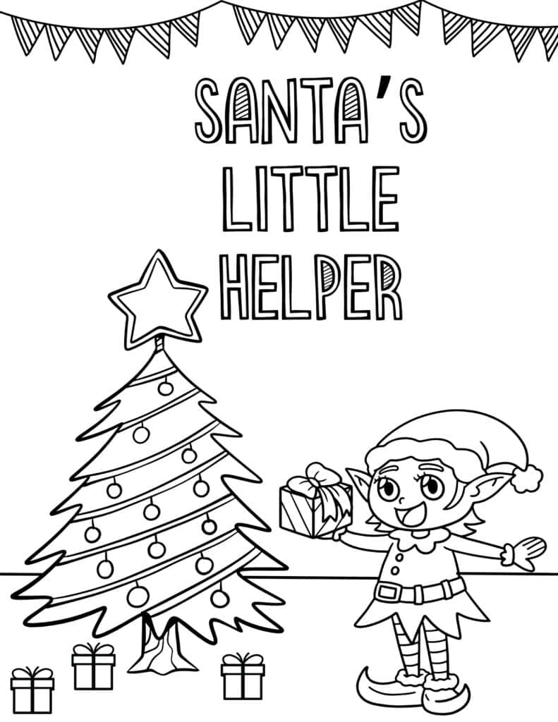 Free christmas elf coloring pages for kids