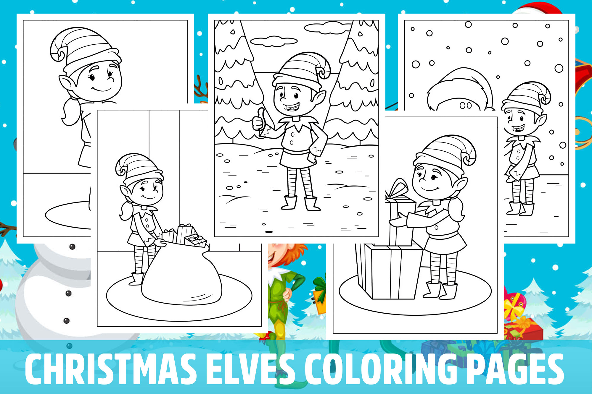 Christmas elves coloring pages for kids girls boys teens birthday school activity made by teachers