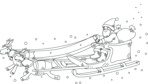 Santa claus in sleigh pulled by reindeer coloring page free printable coloring pages