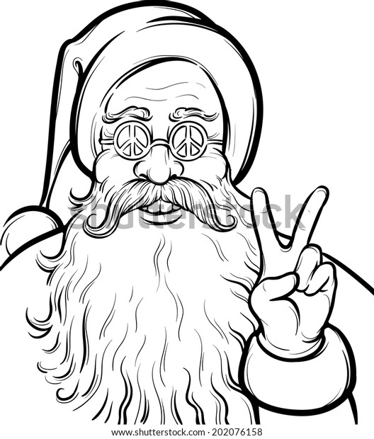 Christmas hippie coloring page santa claus stock vector royalty free