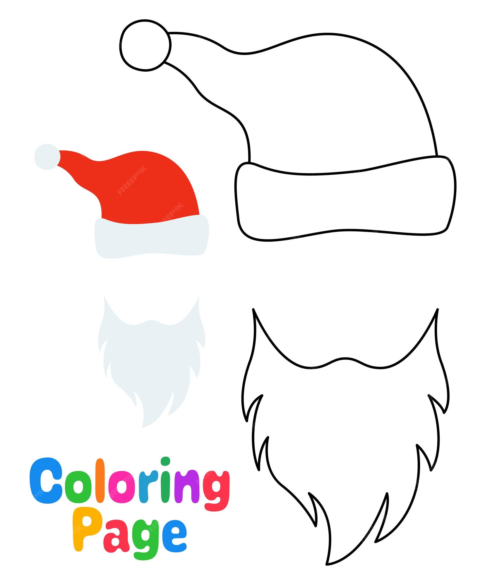 Premium vector coloring page with beard with christmas hat for kids