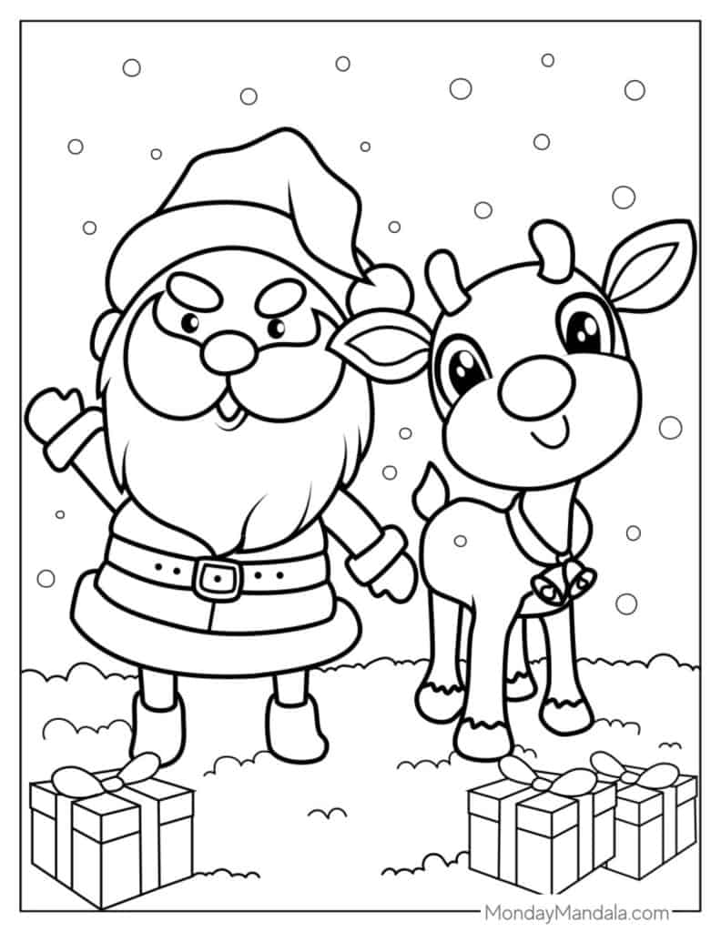 Santa coloring pages free pdf printables