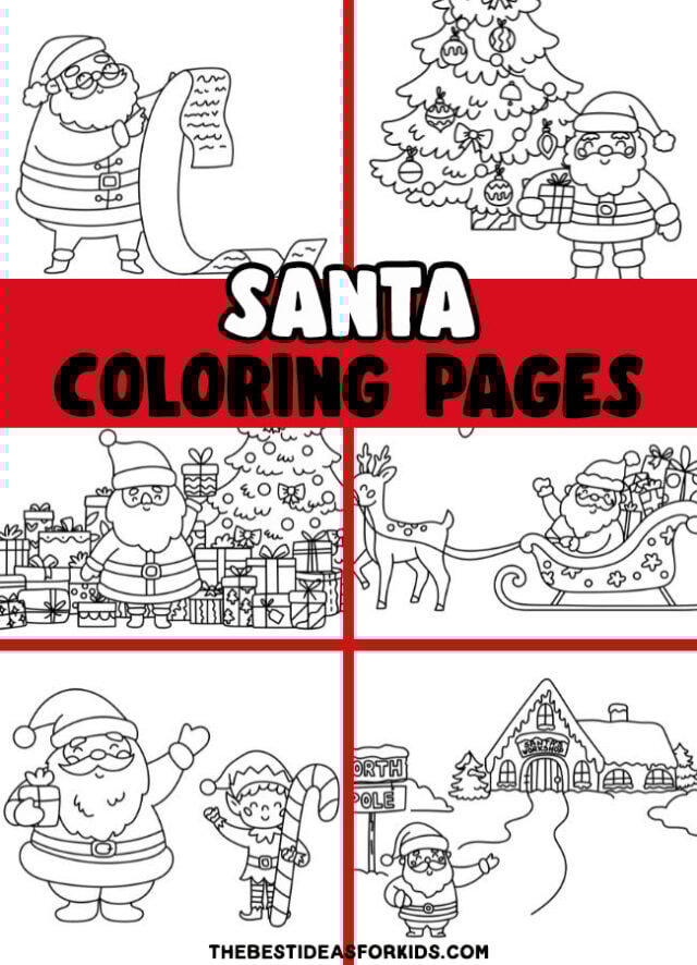 Santa coloring pages free printables