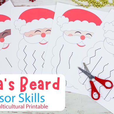 Santas beard christmas scissor skills activity