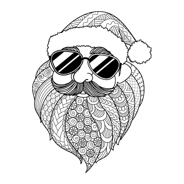 Premium vector santa claus wearing sunglass christmas in july concept vector illustration for coloring page engraving laser cut or print on product