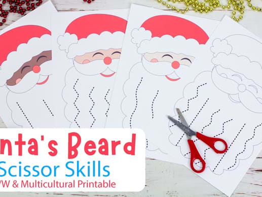 Santas beard christmas scissor skills activity
