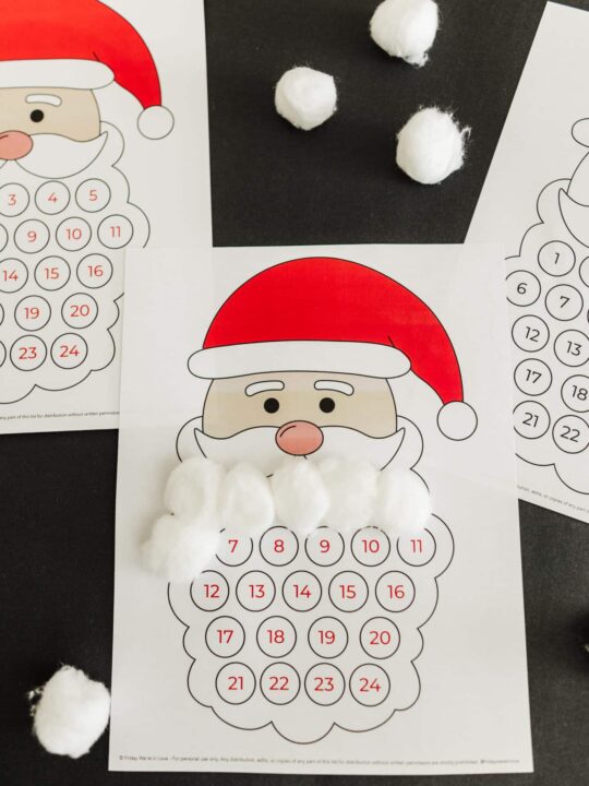 Santa beard christmas countdown printable
