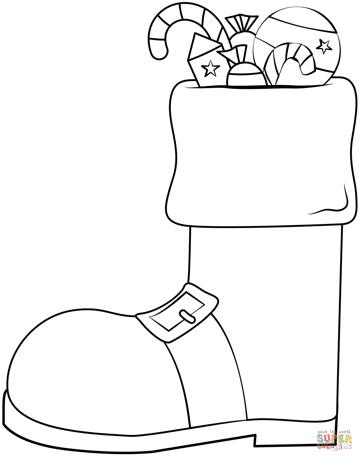 Santa boot coloring page free printable coloring pages