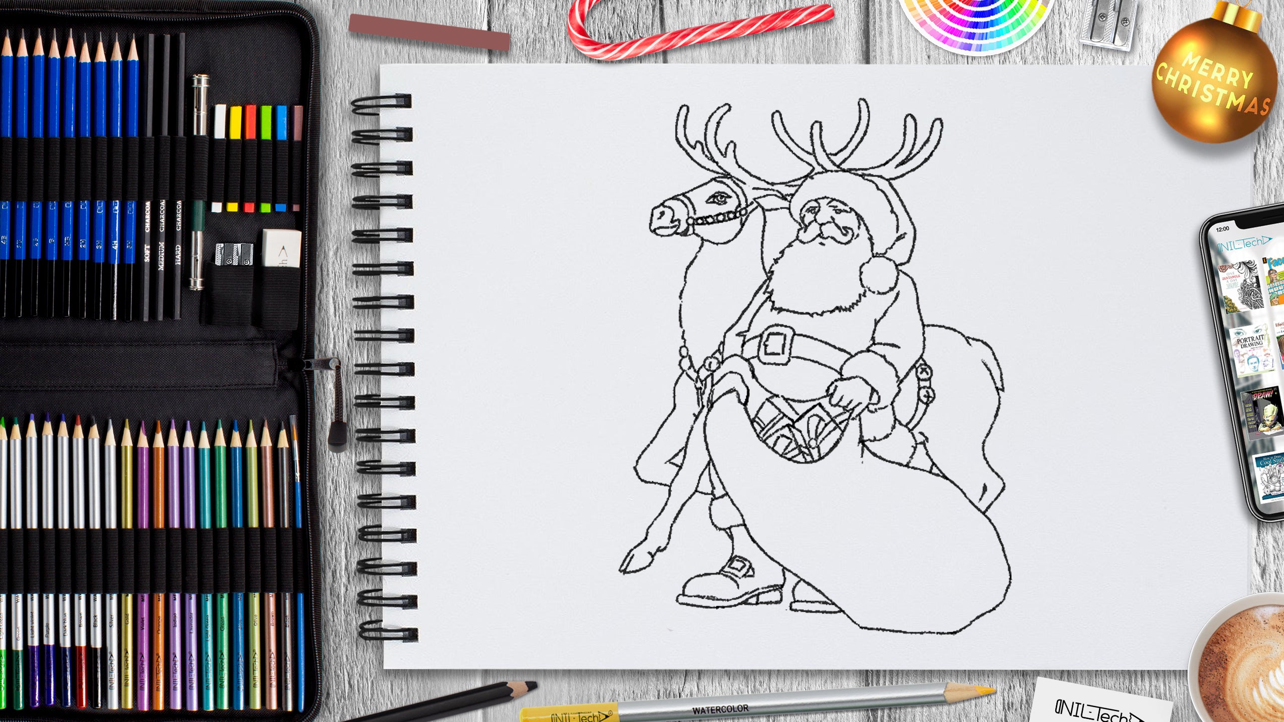 How to draw santa nil tech