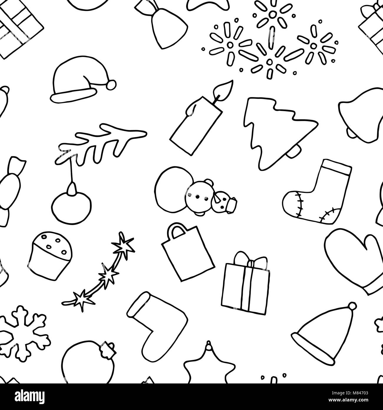 New year seamless pattern background christmas wallpaper coloring book fir