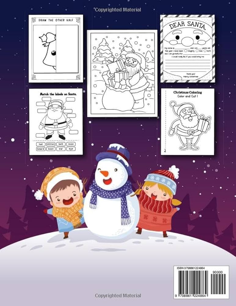 Christmas activity book for kids a fun kids christmas theme learning activity book with logic puzzles coloring pages dot to dot mazes word search cut and paste and more mathews caitlin haven