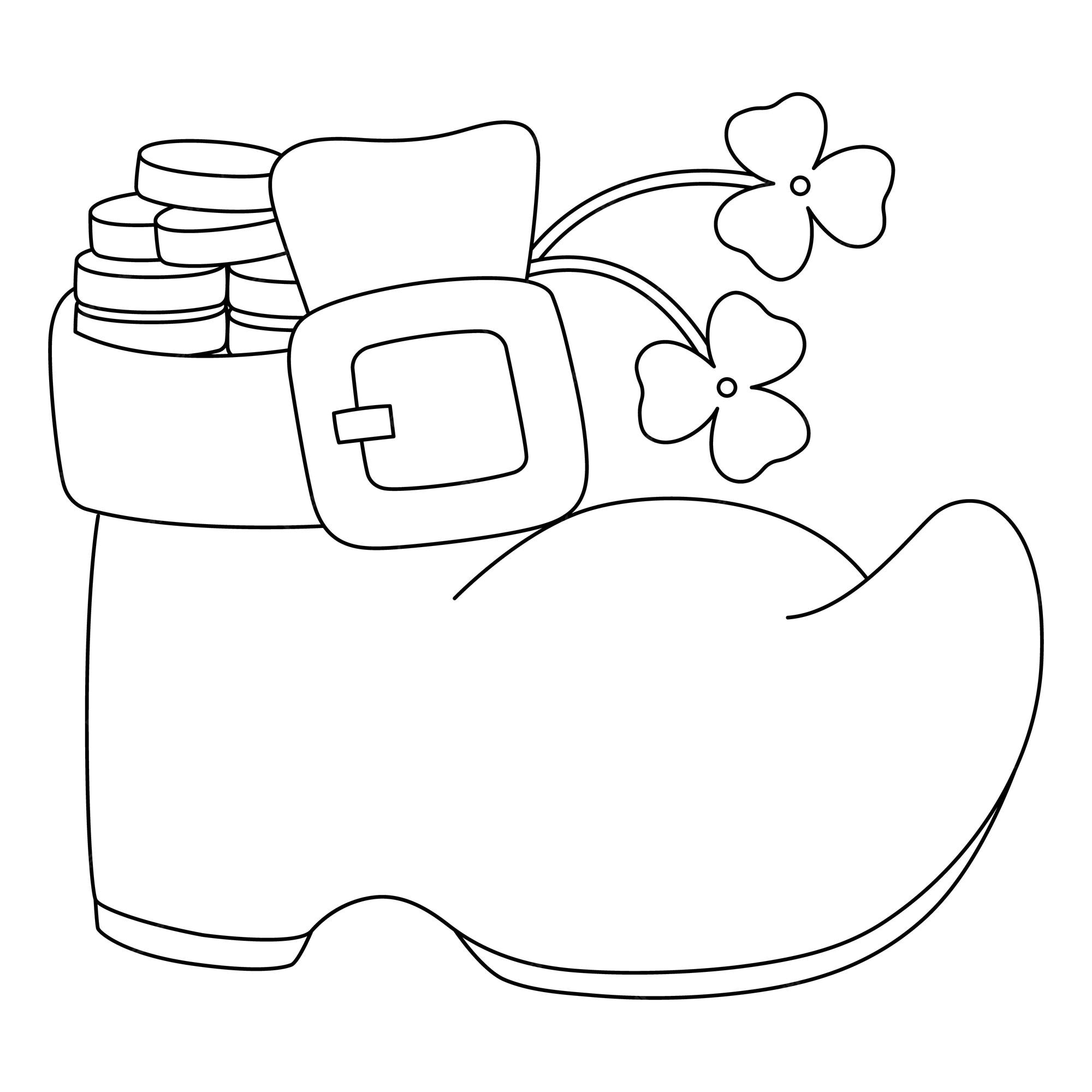 Premium vector st patricks day shoe coloring page for kids