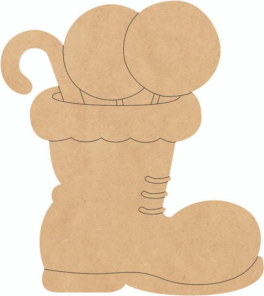 Wood christmas boot peppermint shape unfinished holiday craft