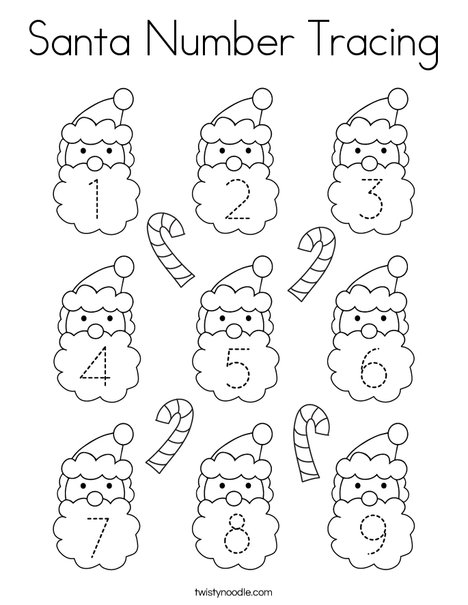 Santa number tracing coloring page