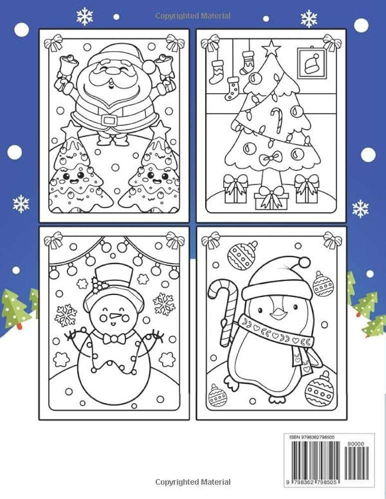 Merry christmas coloring book for kids fun christmas holiday designs filled with santa claus christmas tree reindeer snowman and many more press holiday color books