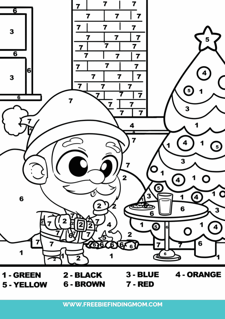 Free christmas color by number printables