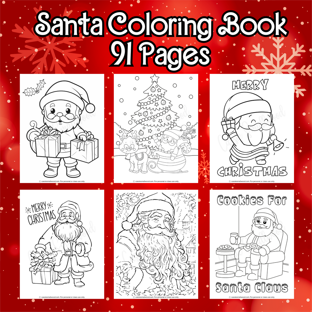 Printable santa coloring book santa coloring pages â cassie smallwood