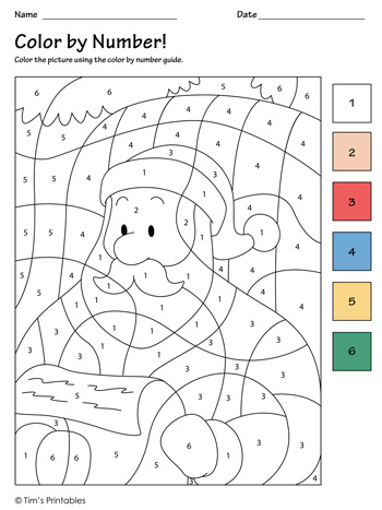 Santa claus color by number printable â tims printables