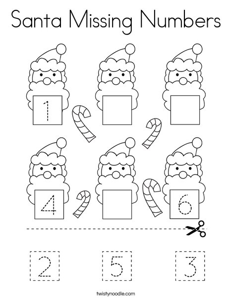 Santa missing numbers coloring page