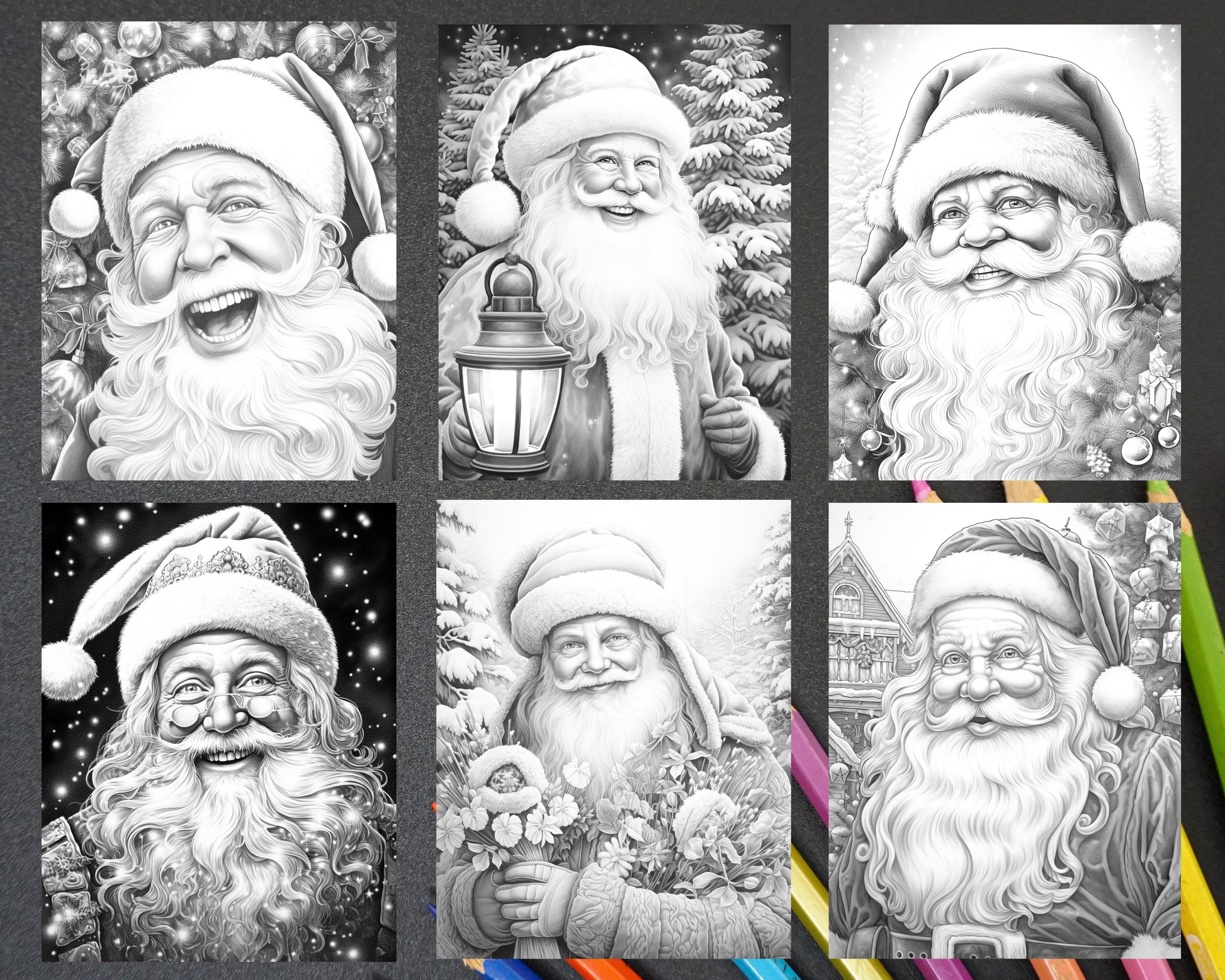 Christmas santa claus grayscale coloring pages for adults printabl â coloring