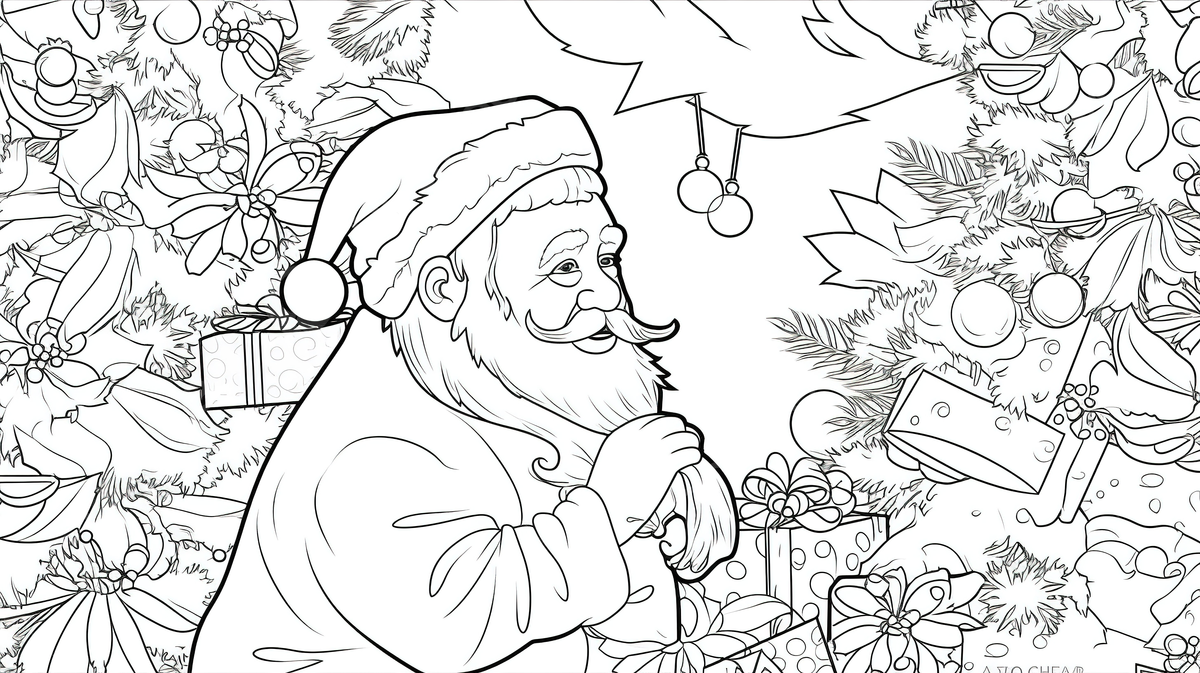 Christmas coloring pages with santa clause on the tree background santa claus coloring picture christmas santa claus background image and wallpaper for free download