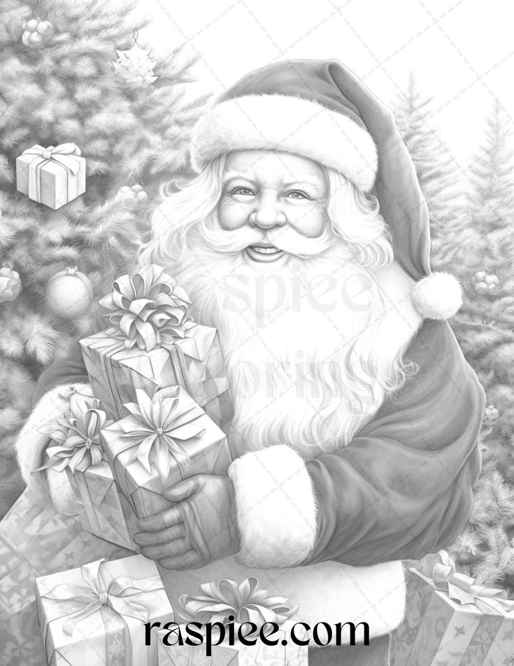 Merry christmas grayscale coloring pages printable for adults pdf file instant download grayscale coloring christmas coloring pages holiday coloring book