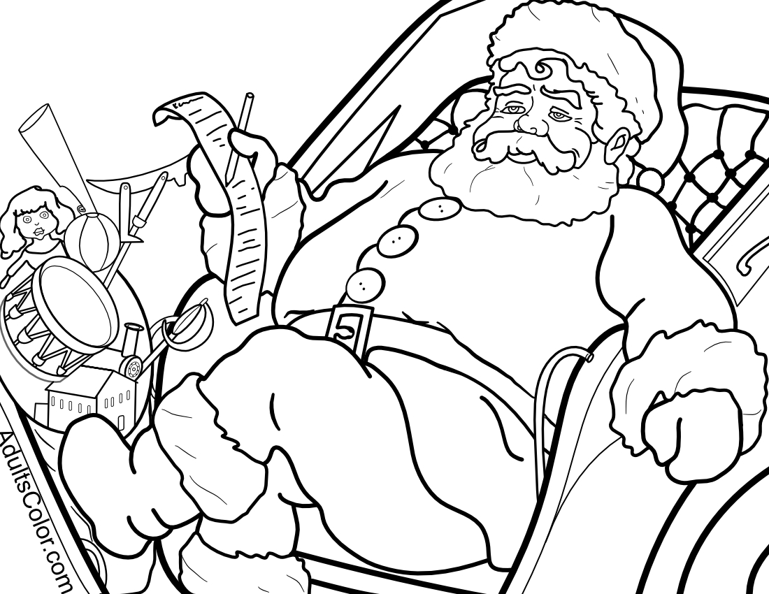 Santa coloring pagesadults color santa