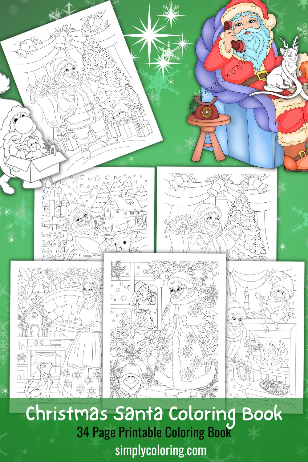 Christmas santa coloring book for kids