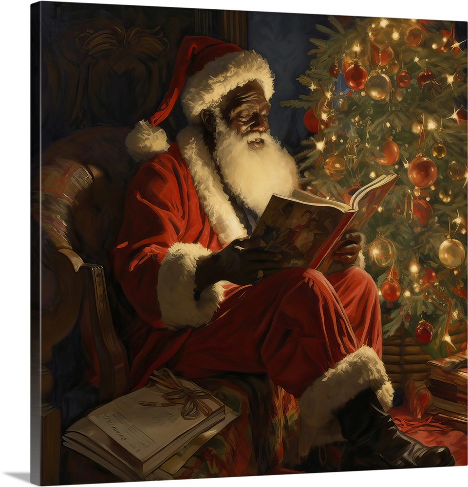 Santa checking his list wall art canvas prints framed prints wall peels great big canvas