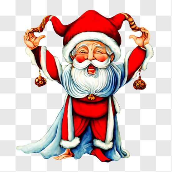 Download cartoon santa claus with bells png online