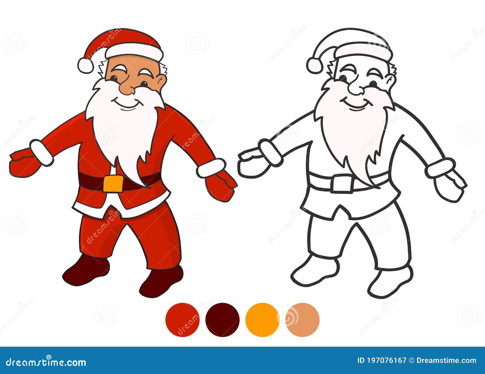 Character santa claus with a cute facecoloring book for children stock vector