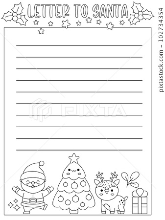 Vector black and white letter to santa claus